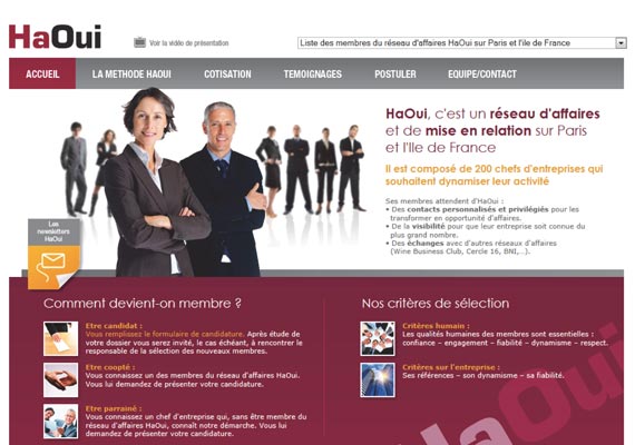Site internet HaOui.fr - Réseau d'affaires - Client GBNB