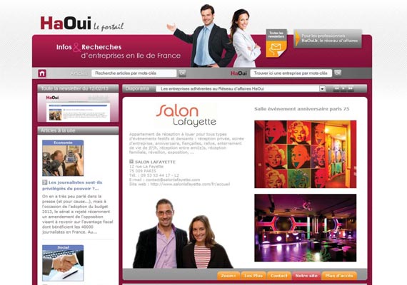 Site internet HaOui.com - Portail d'entreprise & reseau d'affaire - Client GBNB